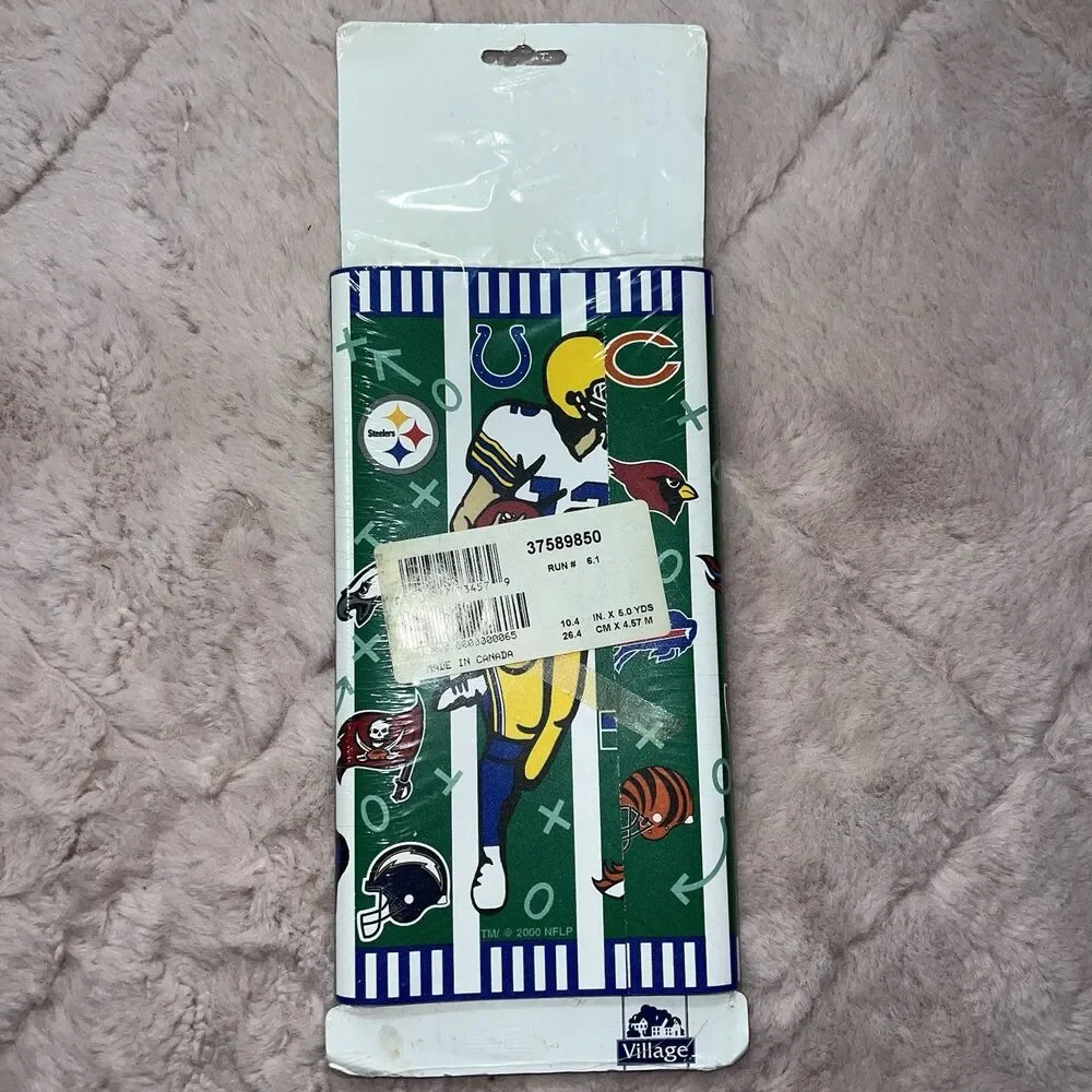 NEW vintage nfl wallpaper border patriots the village all over print football